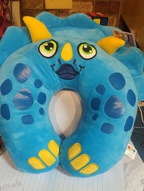 Brother Blue & Yellow Plush Dino Neck Pillow for Kids